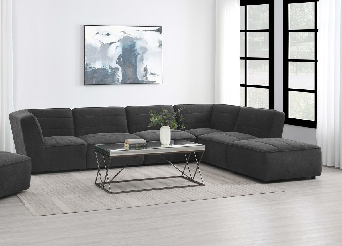 Sunny Upholstered 6-piece Modular Sectional Dark Charcoal  Half Price Furniture