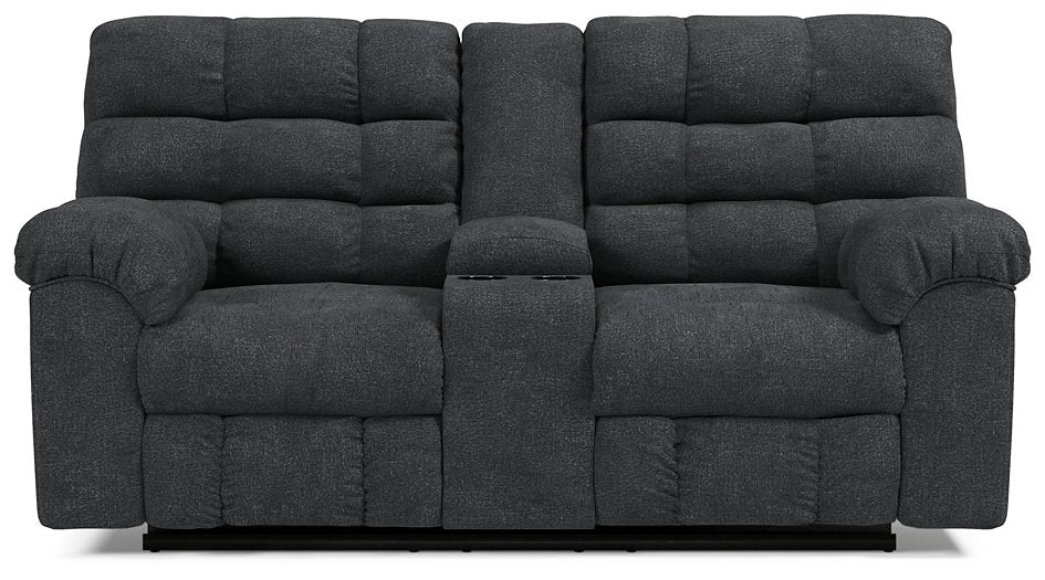 Wilhurst Reclining Loveseat with Console  Las Vegas Furniture Stores