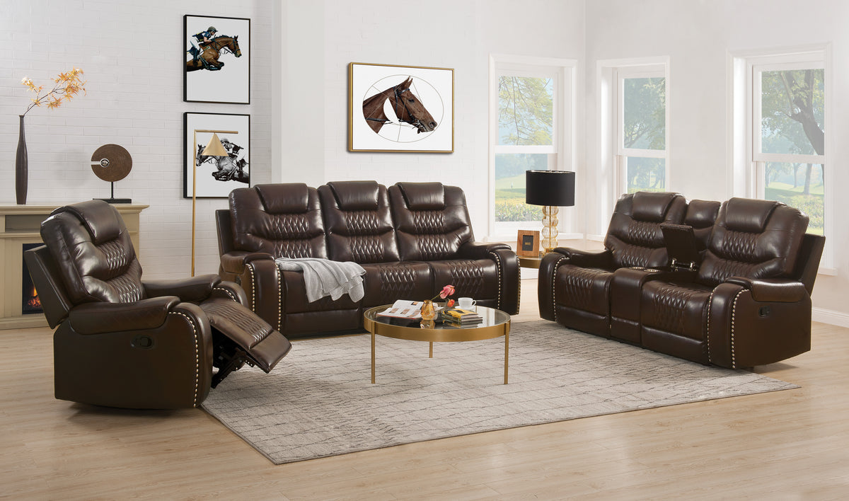 Braylon Brown PU Sofa (Motion)  Las Vegas Furniture Stores