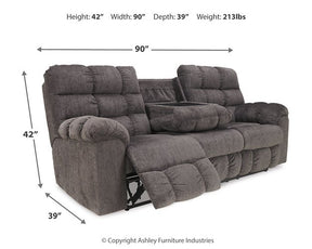 Acieona Reclining Sofa with Drop Down Table - Sofa - Half Price Furniture