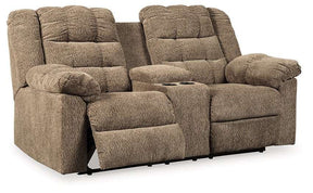 Workhorse Reclining Loveseat with Console Half Price Furniture