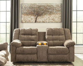 Workhorse Reclining Loveseat with Console Half Price Furniture