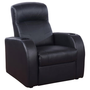 Cyrus Home Theater Upholstered Recliner Black  Half Price Furniture