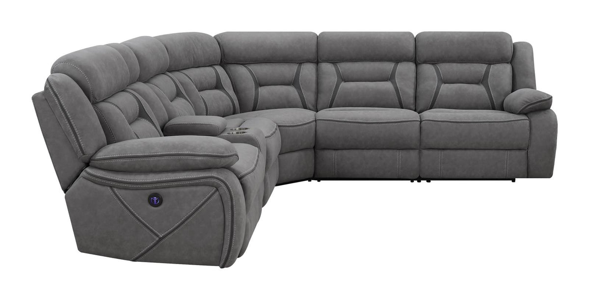 Higgins 4-piece Upholstered Power Sectional Grey Half Price Furniture