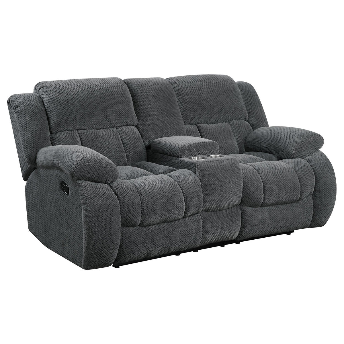 Weissman Motion Loveseat with Console Charcoal  Las Vegas Furniture Stores