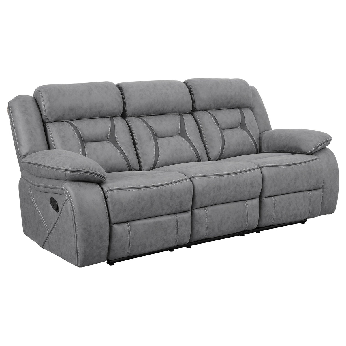 Higgins Pillow Top Arm Upholstered Motion Sofa Grey  Las Vegas Furniture Stores