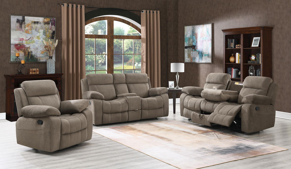 Myleene Upholstered Tufted Living Room Set Mocha  Half Price Furniture