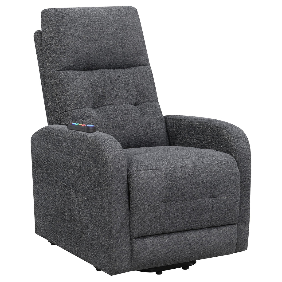 Howie Tufted Upholstered Power Lift Recliner Charcoal  Half Price Furniture