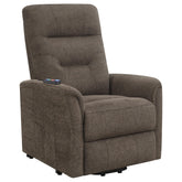 Henrietta Power Lift Recliner with Storage Pocket Brown Half Price Furniture