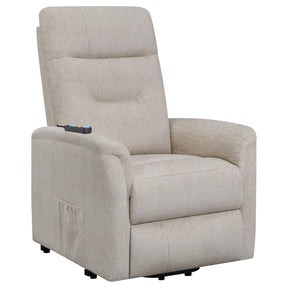 Henrietta Power Lift Recliner with Storage Pocket Beige  Half Price Furniture