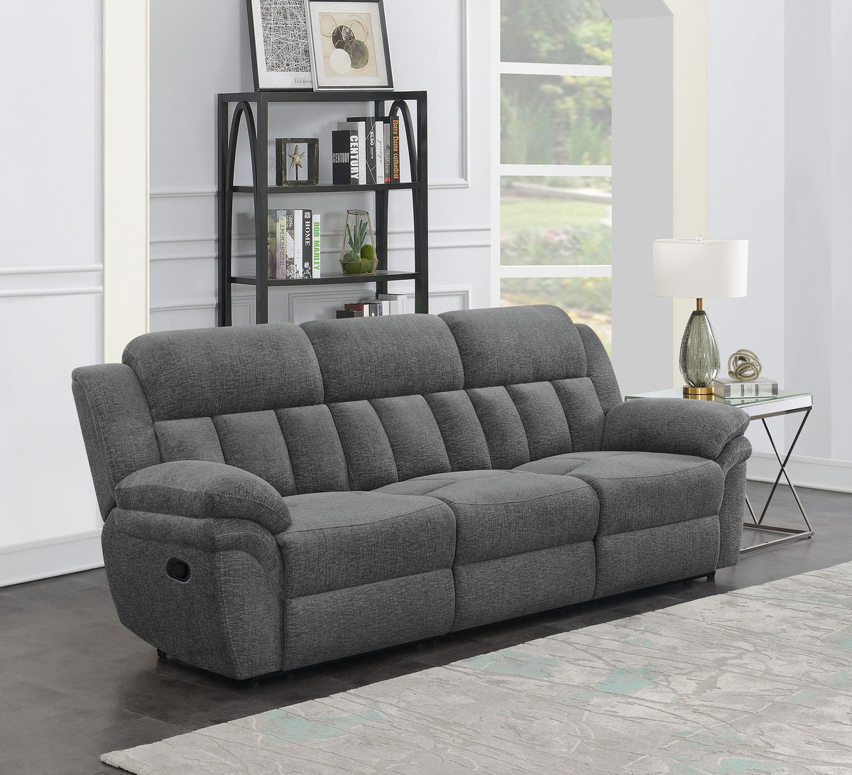 Bahrain Upholstered Motion Sofa Charcoal  Half Price Furniture