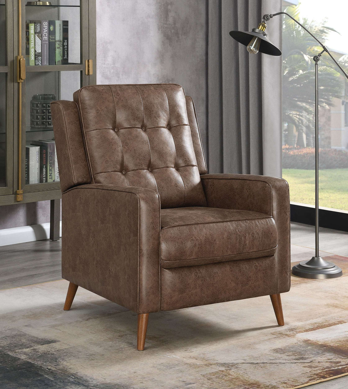 Davidson Upholstered Tufted Push Back Recliner Half Price Furniture