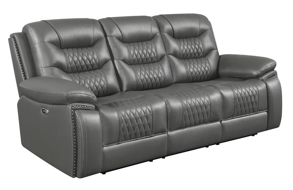 Flamenco Tufted Upholstered Power Sofa Charcoal  Half Price Furniture