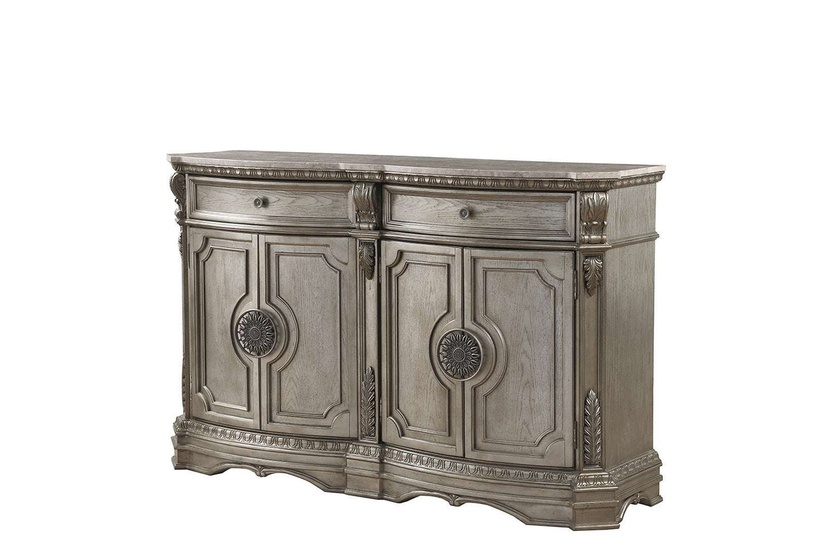 Northville Antique Silver Server (MARBLE TOP) Half Price Furniture