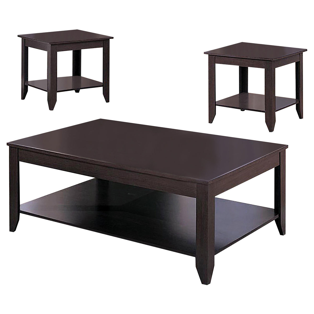 Brooks 3-piece Occasional Table Set with Lower Shelf Cappuccino Brooks 3-piece Occasional Table Set with Lower Shelf Cappuccino Half Price Furniture