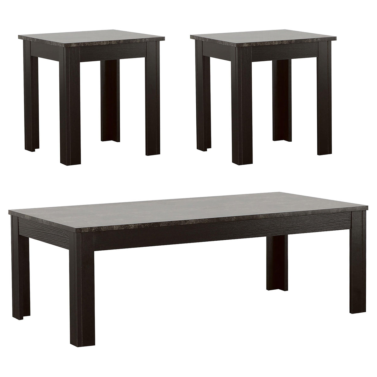 Rhodes 3-piece Faux-marble Top Occasional Table Set Black Rhodes 3-piece Faux-marble Top Occasional Table Set Black Half Price Furniture