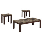 Rhodes 3-piece Faux Marble Top Occasional Set Brown Half Price Furniture