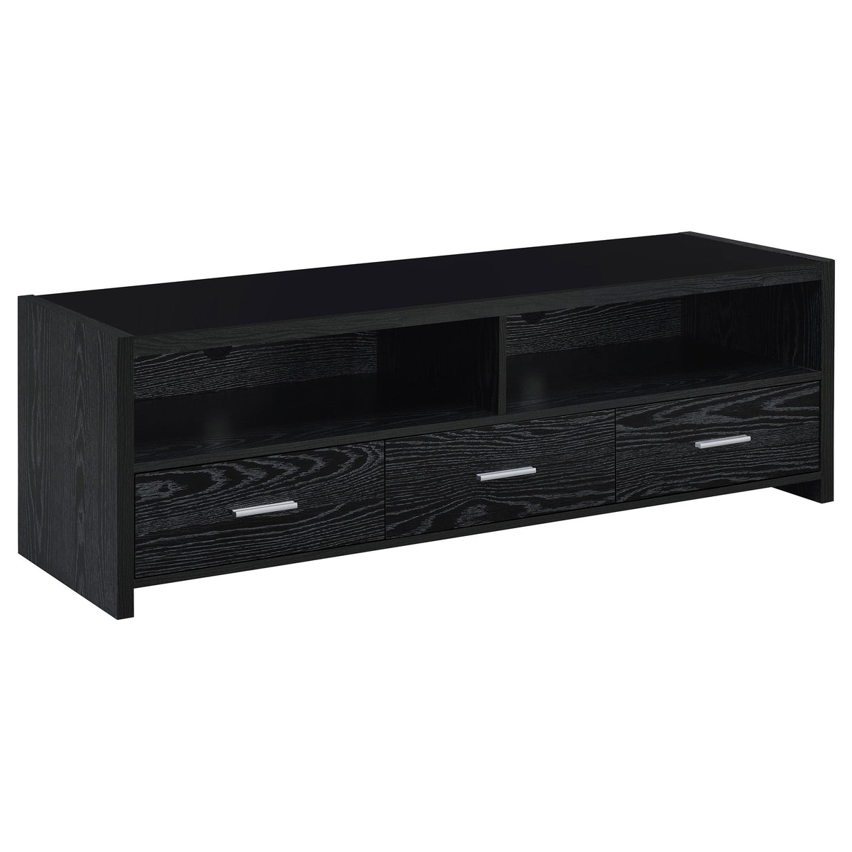 Alton 62" 3-drawer TV Console Black Oak  Half Price Furniture
