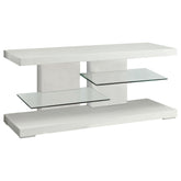 Cogswell 2-shelf TV Console Glossy White Half Price Furniture