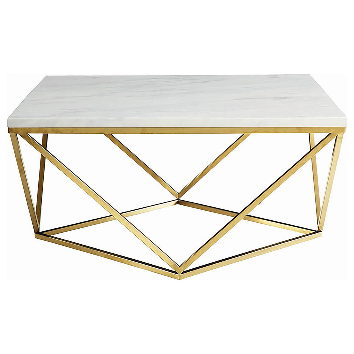 Meryl Square Coffee Table White and Gold Half Price Furniture