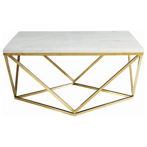 Meryl Square Coffee Table White and Gold Half Price Furniture