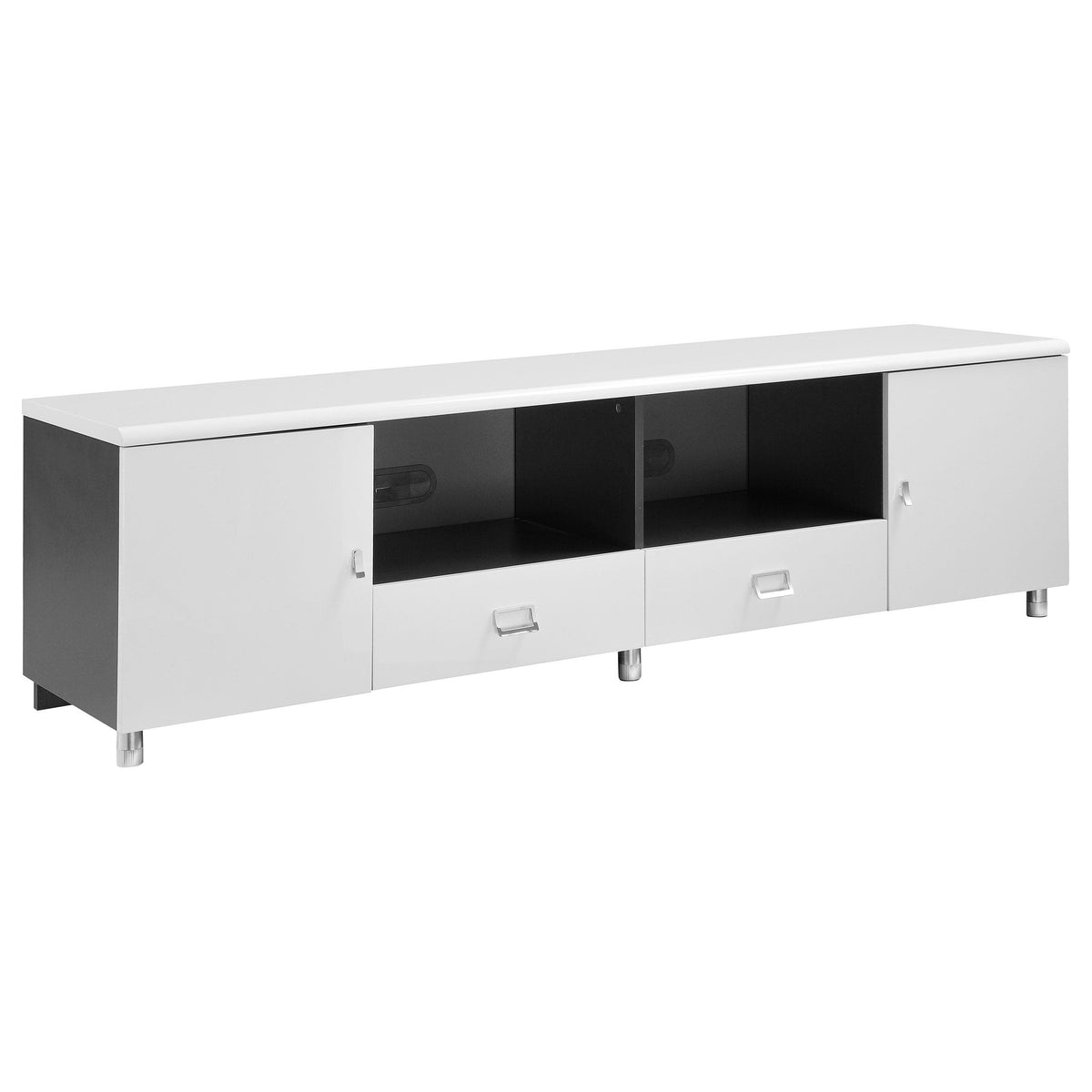 Burkett 2-drawer TV Console White and Grey Burkett 2-drawer TV Console White and Grey Half Price Furniture