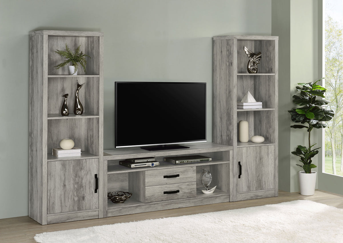 Burke 3-piece Entertainment Center Grey Driftwood  Half Price Furniture