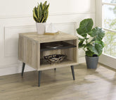 Welsh Square Engineered Wood End Table With Shelf Antique Pine and Grey Half Price Furniture