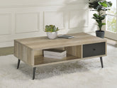 Welsh1-drawer Rectangular Engineered Wood Coffee Table With Storage Shelf Antique Pine and Grey Half Price Furniture
