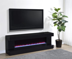 Mallory fireplace TV stand black high gloss