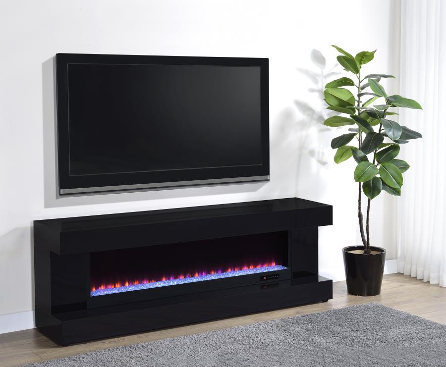 Mallory fireplace TV stand black high gloss