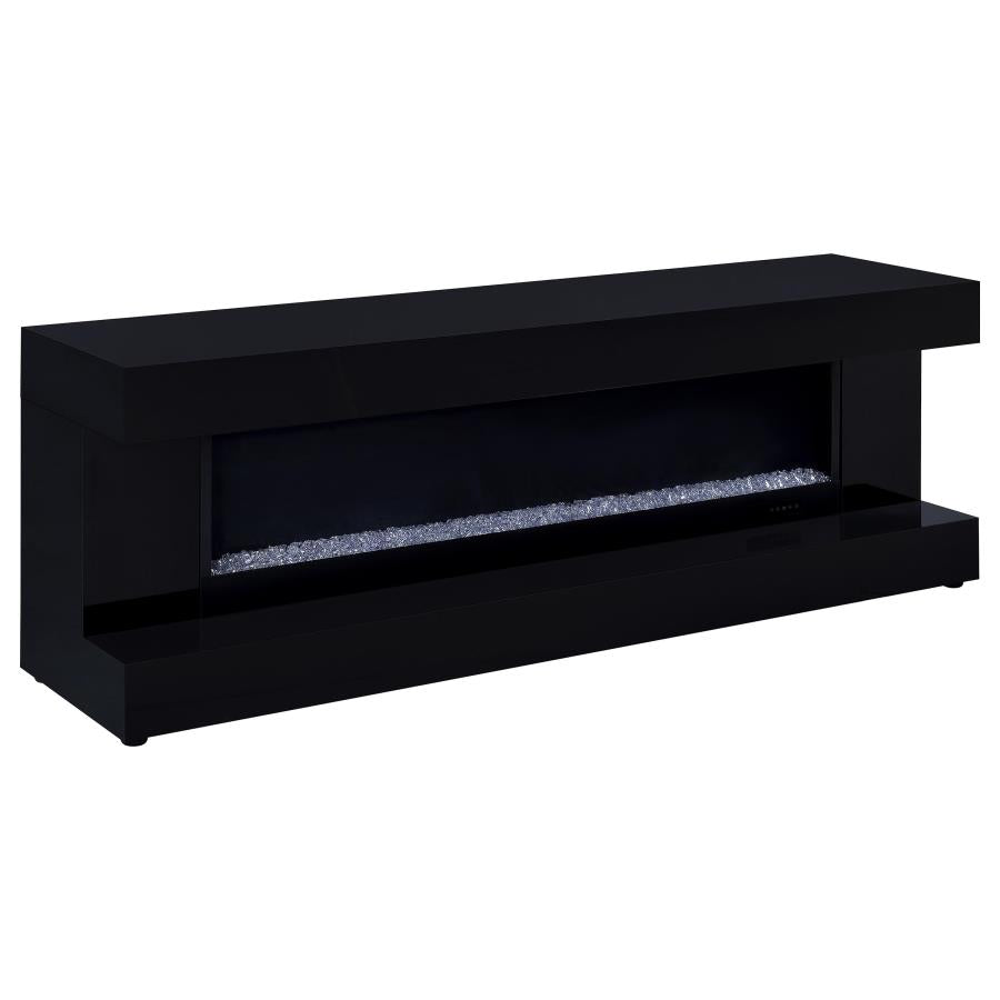 Mallory fireplace TV stand black high gloss with Bluetooth speaker