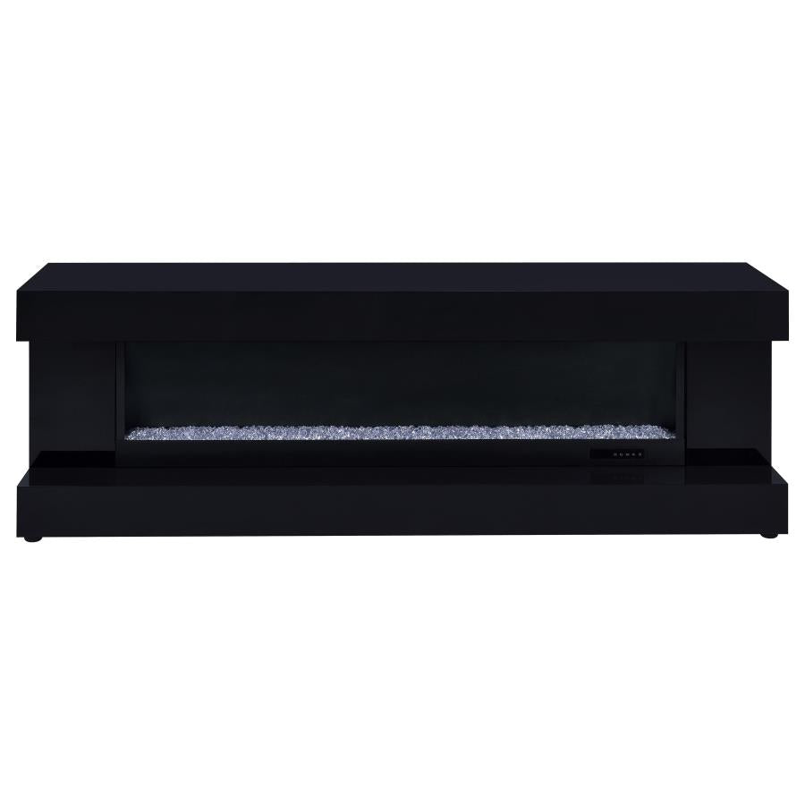 Mallory fireplace TV stand black high gloss
