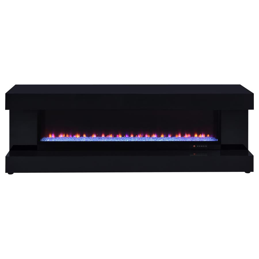 Mallory fireplace TV stand black high gloss