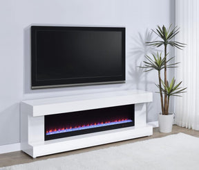 Mallory fireplace TV stand white high gloss