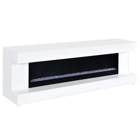 Mallory fireplace TV stand white high gloss with Bluetooth speaker