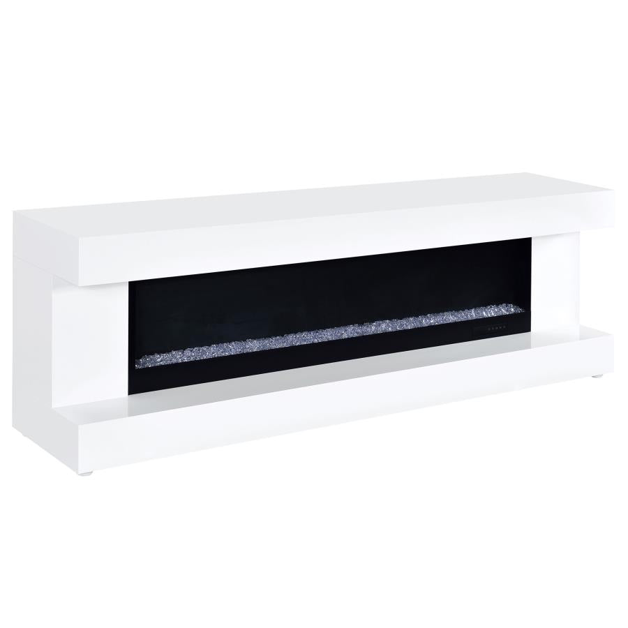 Mallory fireplace TV stand white high gloss with Bluetooth speaker