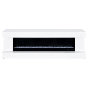 Mallory fireplace TV stand white high gloss