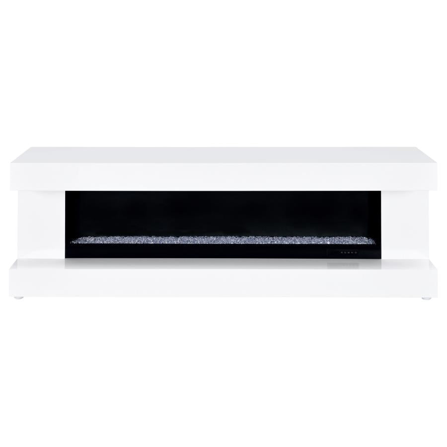 Mallory fireplace TV stand white high gloss