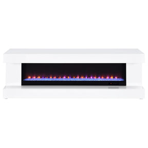 Mallory fireplace TV stand white high gloss