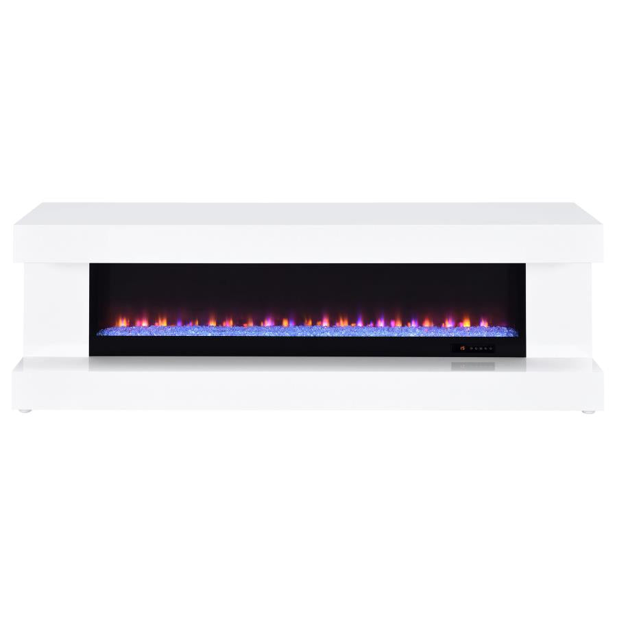 Mallory fireplace TV stand white high gloss
