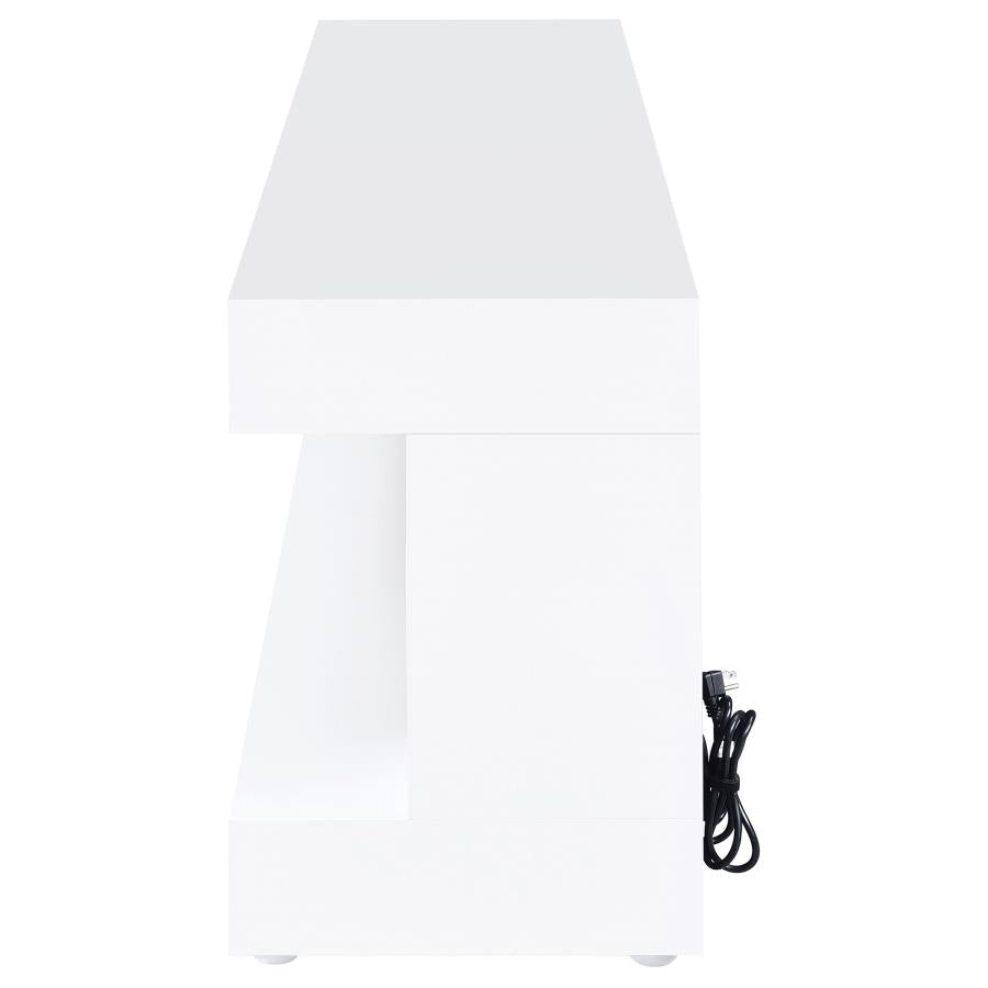 Mallory fireplace TV stand white high gloss