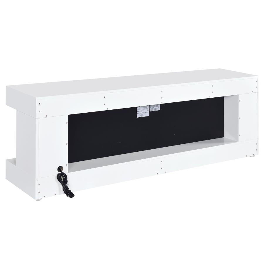 Mallory fireplace TV stand white high gloss