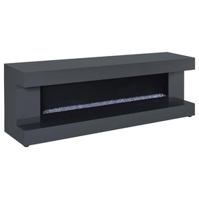 Mallory fireplace TV stand grey high gloss with Bluetooth speaker