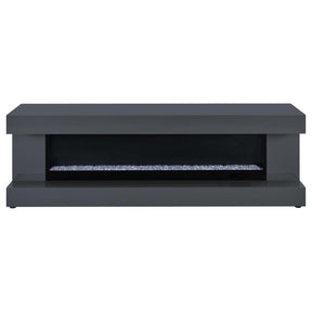 Mallory fireplace TV stand grey high gloss