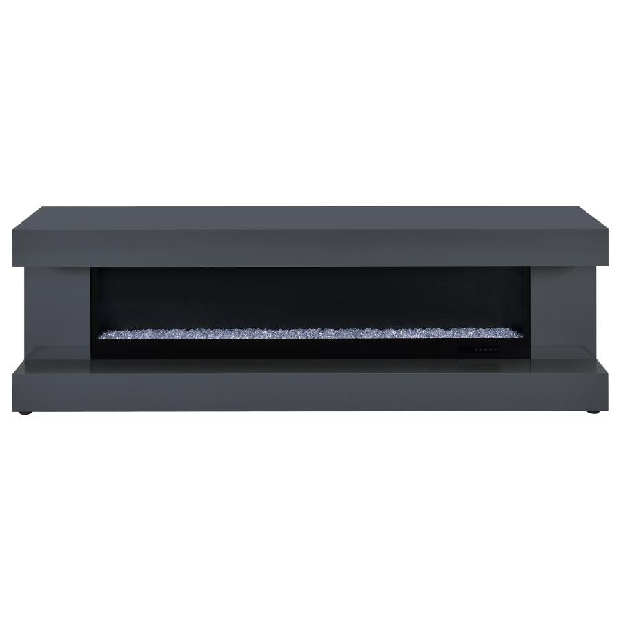 Mallory fireplace TV stand grey high gloss