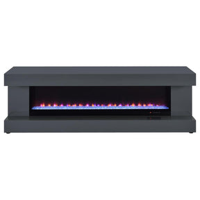 Mallory fireplace TV stand grey high gloss