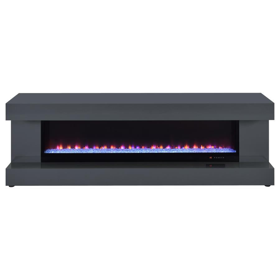 Mallory fireplace TV stand grey high gloss