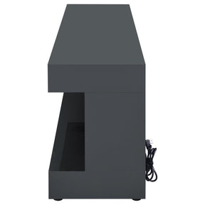 Mallory fireplace TV stand grey high gloss