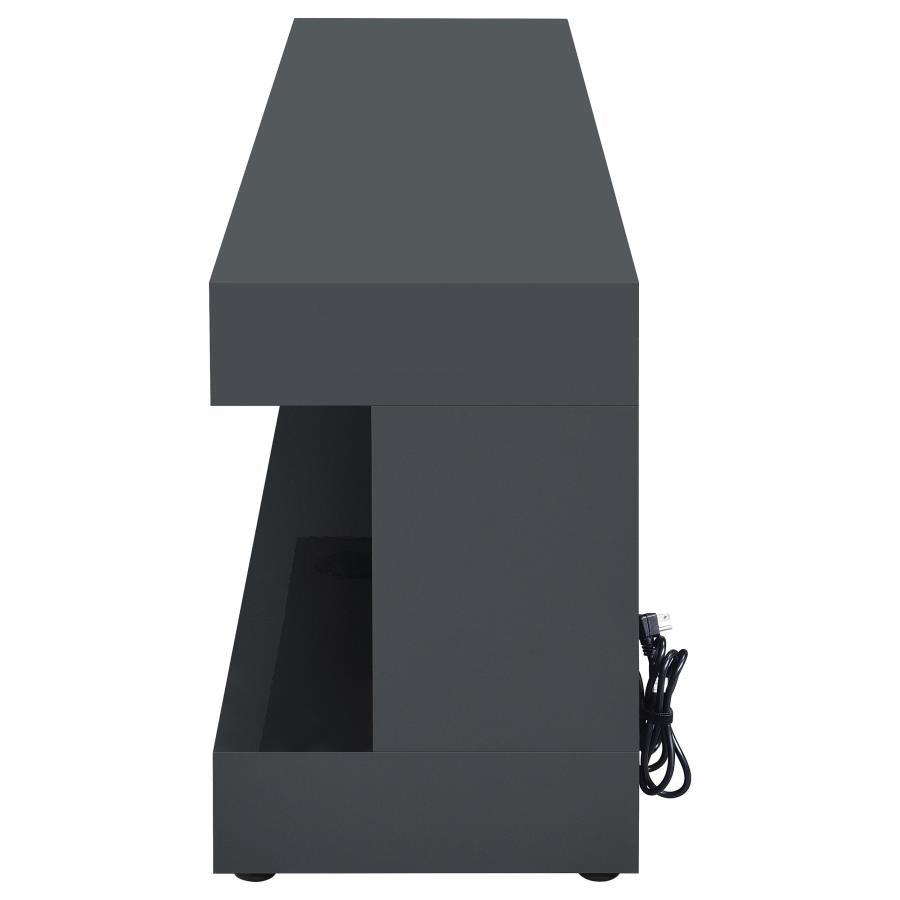 Mallory fireplace TV stand grey high gloss